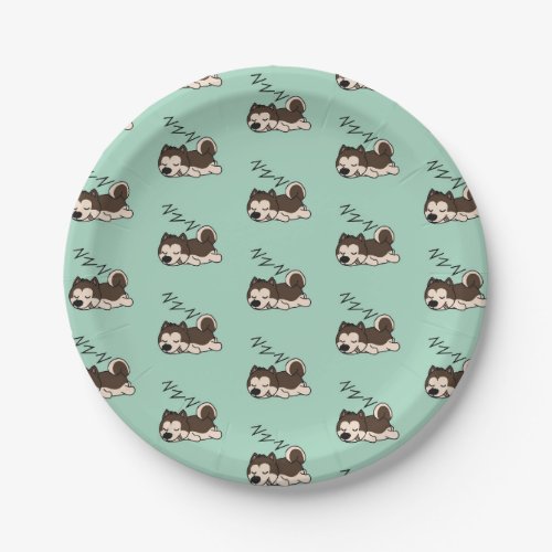 Sleeping Dog Siberian Husky Animal Lover ZZZ Pet Paper Plates