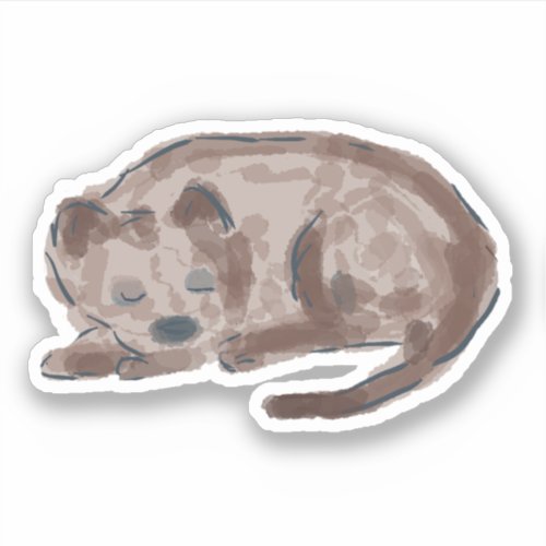 Sleeping Dog Watercolor Drawing Sticker