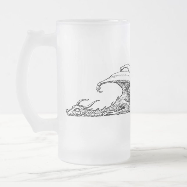 Sleeping Dragon Frosted Glass Mug (Left)