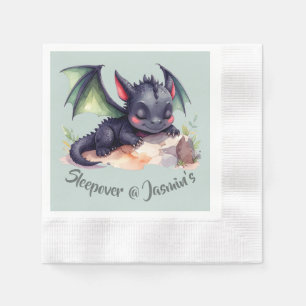 Sleeping Dragon with Green Wings Napkins