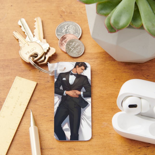 Sleeping Elegant Anime Man Keychain (Desk)