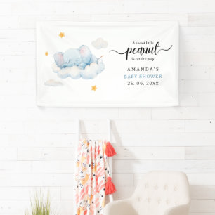 Sleeping Elephant Baby Shower, Boy Baby Shower Banner