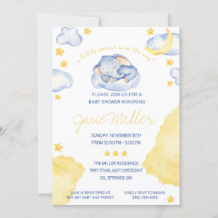 Sleeping Elephant Baby Shower Invitation