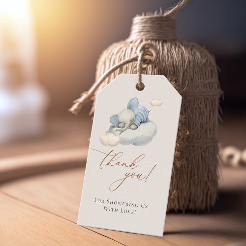 Sleeping Elephant Blue Gift Tags