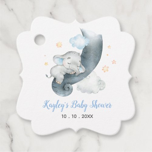 Sleeping Elephant Favor Tags _ Boy Baby Shower