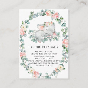 Sleeping Elephant Floral Greenery Books for Baby E Enclosure Card