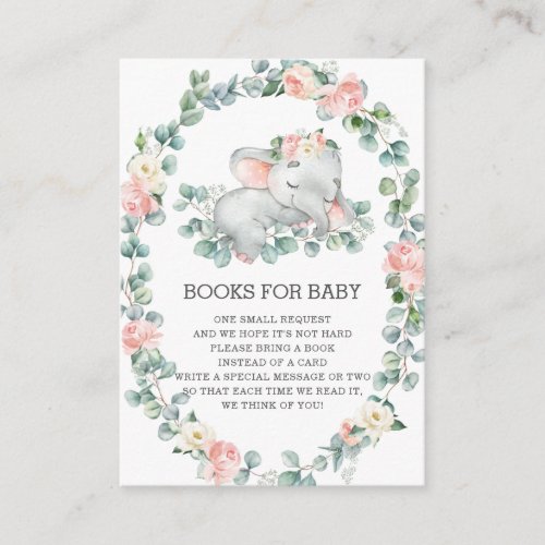 Sleeping Elephant Floral Greenery Books for Baby E Enclosure Card