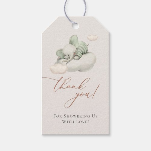 Sleeping Elephant Green Gift Tags