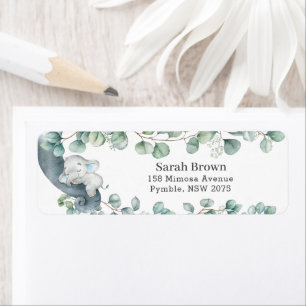 Sleeping Elephant Greenery Return Address Label