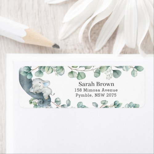 Sleeping Elephant Greenery Return Address Label