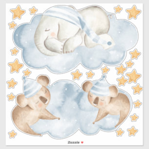 Sleeping Elephant Koala Bear Bedroom Set of Sticker
