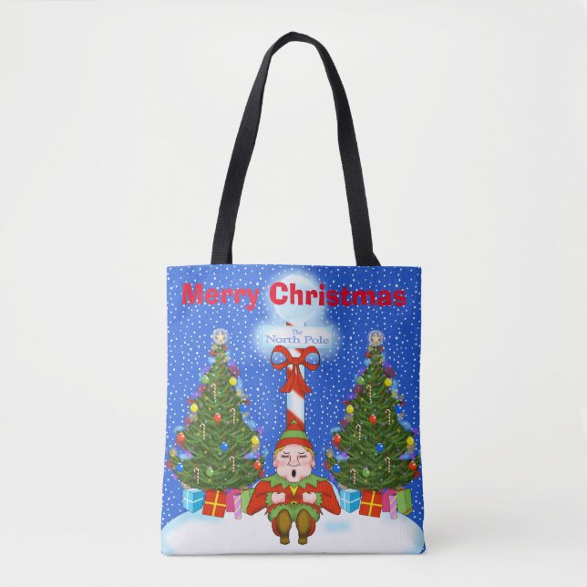 Sleeping Elf Christmas Tote Bag (Front)
