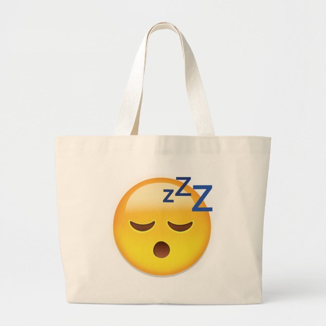 Sleeping Face Emoji Large Tote Bag (Front)