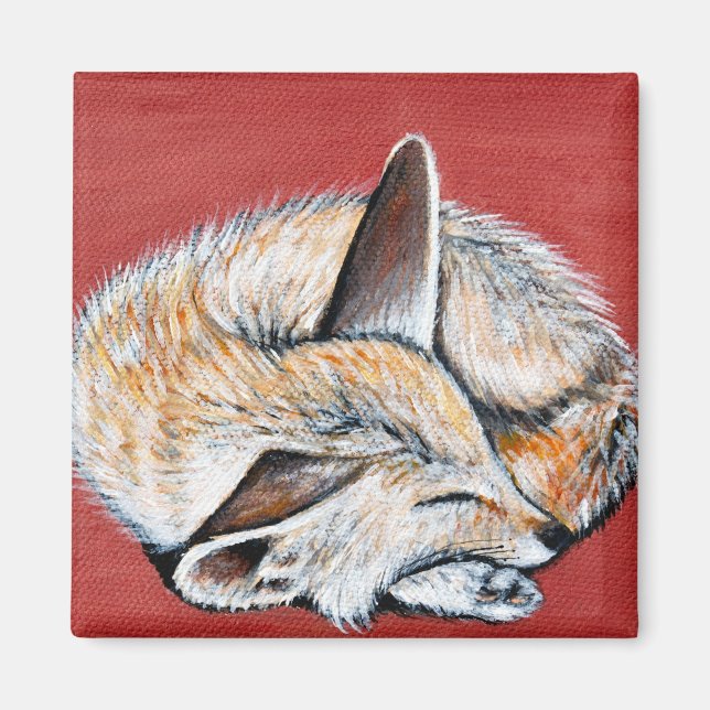 Sleeping Fennec Fox painting Magnet (Front)