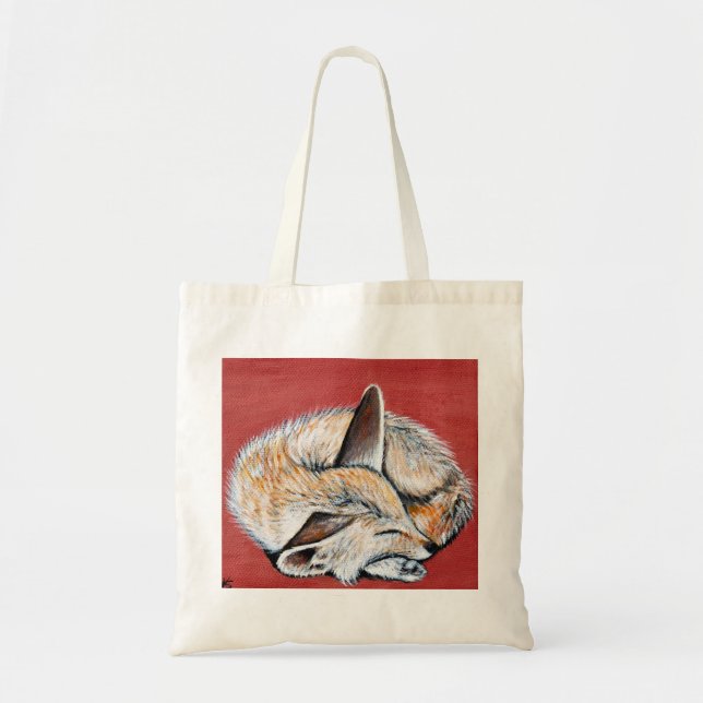 Sleeping Fennec Fox painting Tote Bag (Front)