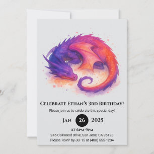 Sleeping Flame Dragon Birthday Invitation