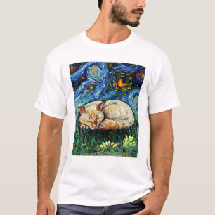 Sleeping Flame Point Siamese Cat Starry Night T-Shirt