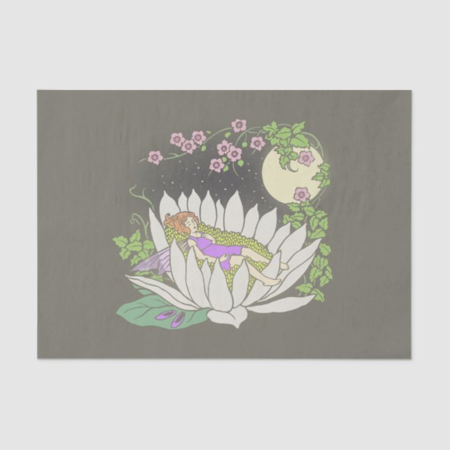 Sleeping Flower Fairy Moonlight Stars Tissue Paper (Front)