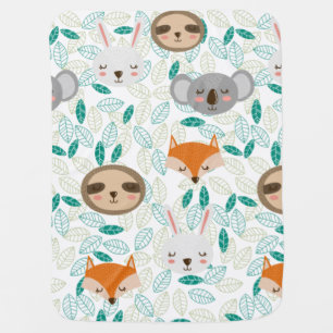 Sleeping forest cute animals pattern baby blanket