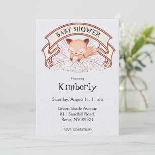 Sleeping Fox Baby Shower Invitation