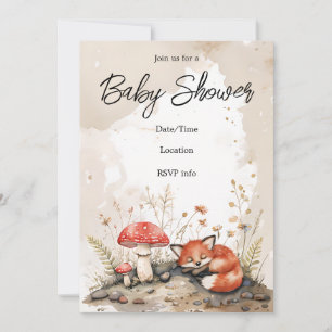 Sleeping Fox Baby Shower Invitation