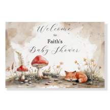 Sleeping Fox Baby Shower Welcome Sign