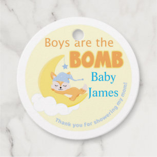 Sleeping fox Boys are the bomb favor tag