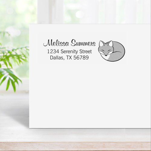 Sleeping Fox Etched _ Address Rubber Stamp