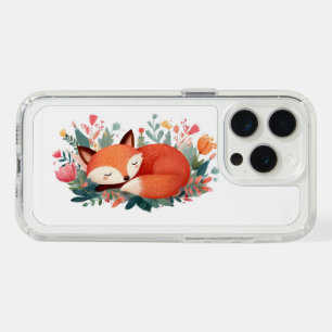 Sleeping Fox Floral Cute Illustration iPhone 15 Pro Case