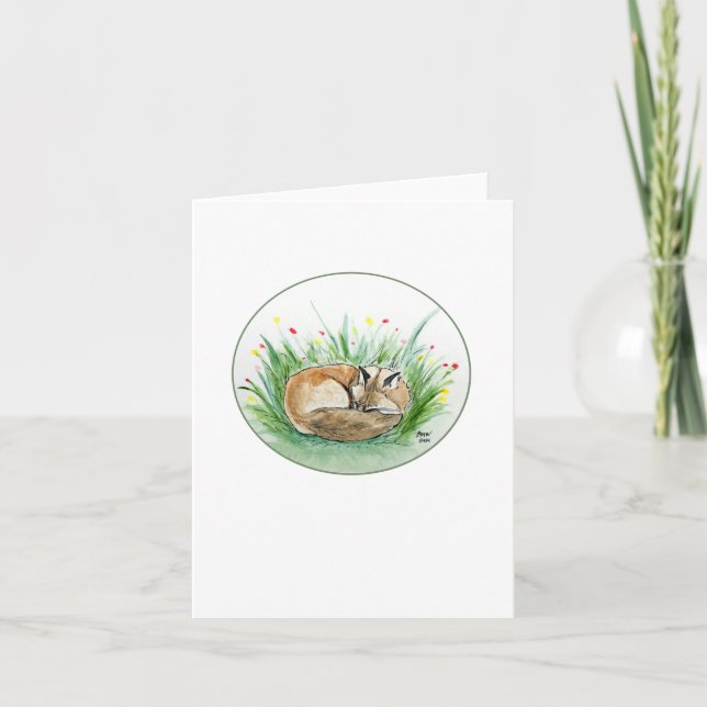 Sleeping Fox Folded Note Card (Front)
