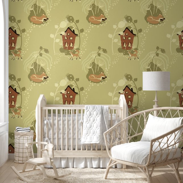 Sleeping Fox Green Wallpaper (Kids)