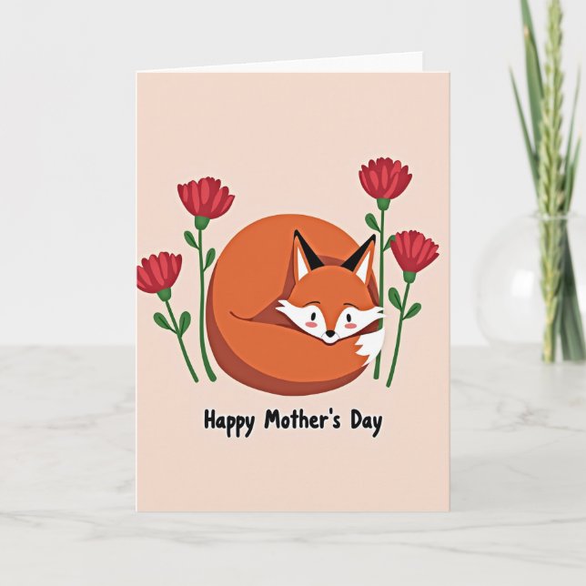 Sleeping Fox Mothers Day Card (Front)