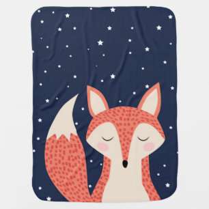 Sleeping fox night stars baby blanket