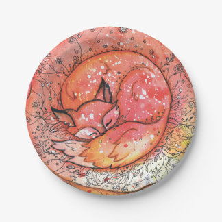 Sleeping fox paper plates