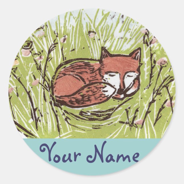 Sleeping Fox Personalized Stickers (Front)