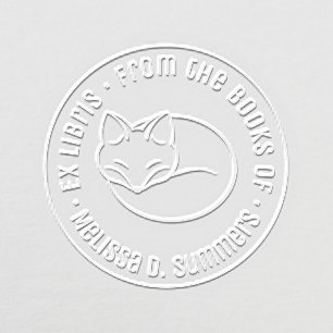 Sleeping Fox Round Bookplate Embosser