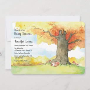 Sleeping Fox Under a Tree Invitation