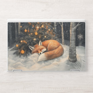 Sleeping Fox Whimsical Rustic Christmas HP Laptop Skin