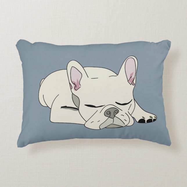 Sleeping French Bulldog Accent Pillow (Front)