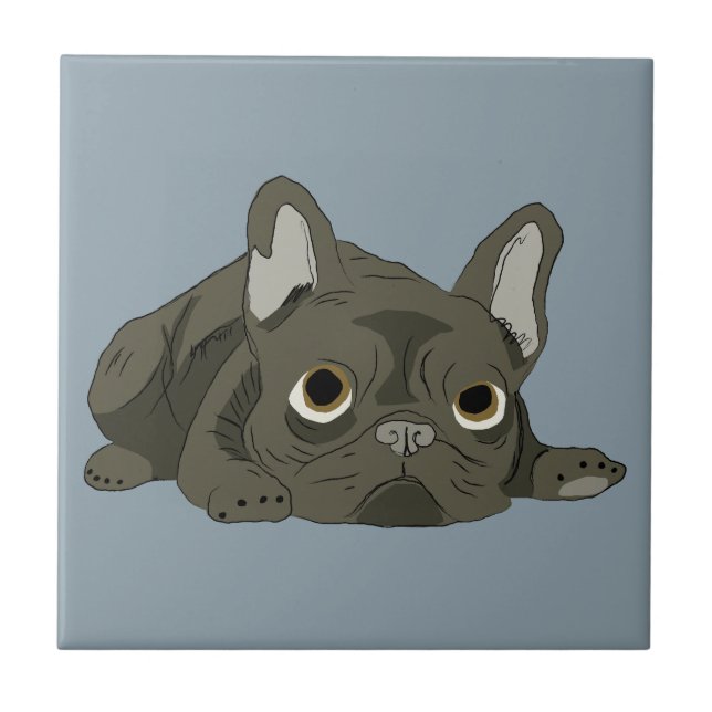 Sleeping French Bulldog Ceramic Tile (Front)