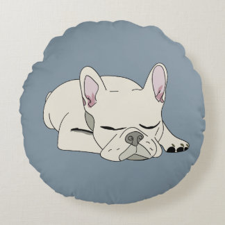 Sleeping French Bulldog Round Pillow