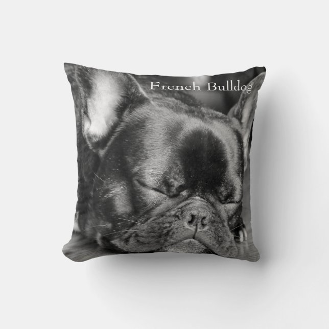 Sleeping French Bulldog Throw Pillow (Front)