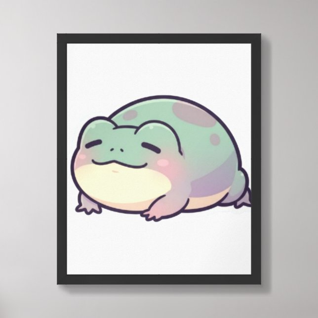 Sleeping Frog Matte Poster Cute Cozy Frog Aestheti (Framed Front)