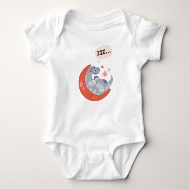 Sleeping funny kids dragon  baby bodysuit (Front)