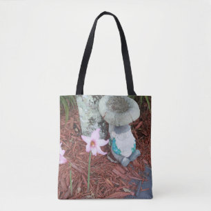 Sleeping garden gnome tote bag