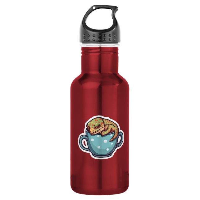 Sleeping gecko stainless steel water bottle (Front)
