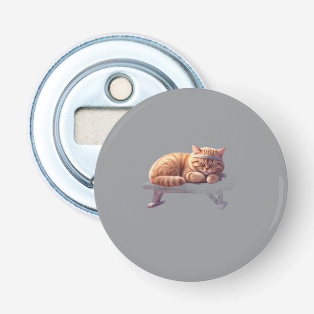 Sleeping Ginger Cat Bottle Opener – Cute Kitten Gi (Front)