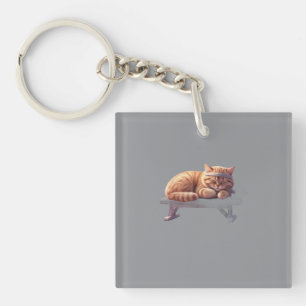 Sleeping Ginger Cat Keychain