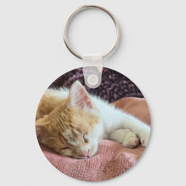 Sleeping ginger kitten keychain (Front)