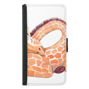 Sleeping Giraffe: Gentle Watercolor Samsung Galaxy S5 Wallet Case